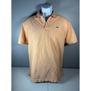 Vineyard Vines Mens Polo Shirt Medium Peach Orange Whale Logo 100% Cotton